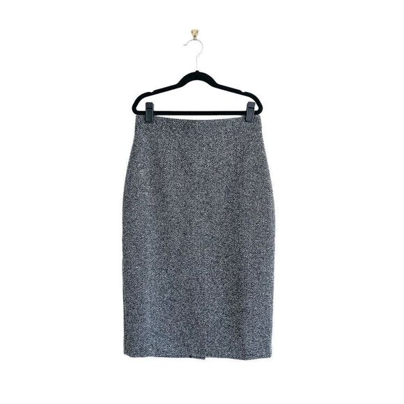 Banana Republic Skirt Herringbone Black Pencil Women's 2 Back Zip Vented - Picture 1 of 9